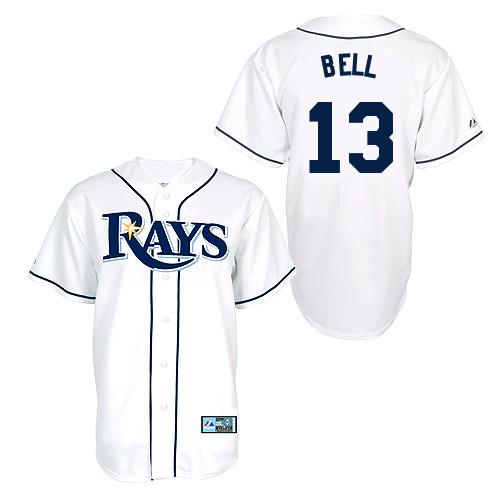 Heath Bell #13 Youth Baseball Jersey-Tampa Bay Rays Authentic Home White Cool Base MLB Jersey
